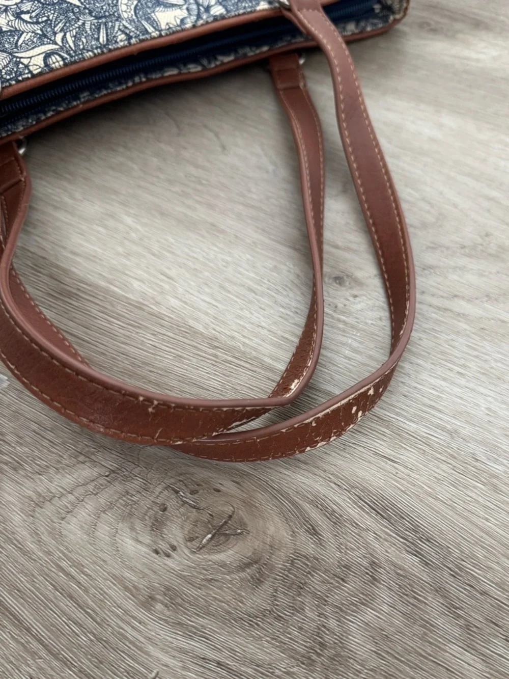 Sakroots Straw Tote Bag Navy Floral Trim Woven Beach Bag Boho - Picture 6 of 8